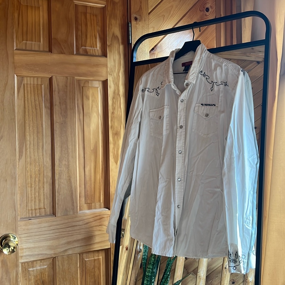 Buffalo David Bitton Long Sleeve Snap Button Down Embroidered Mens XL